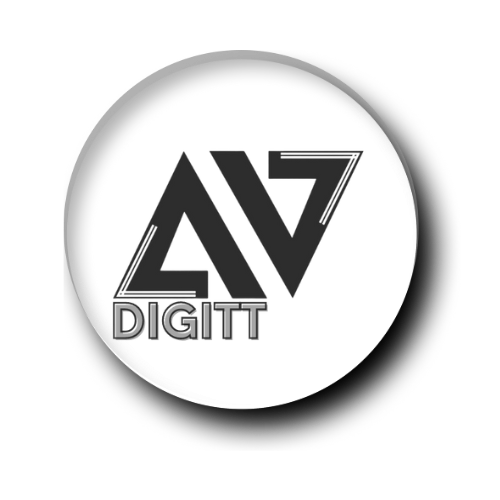 Logo AV DIGITT black and white with shadow circle